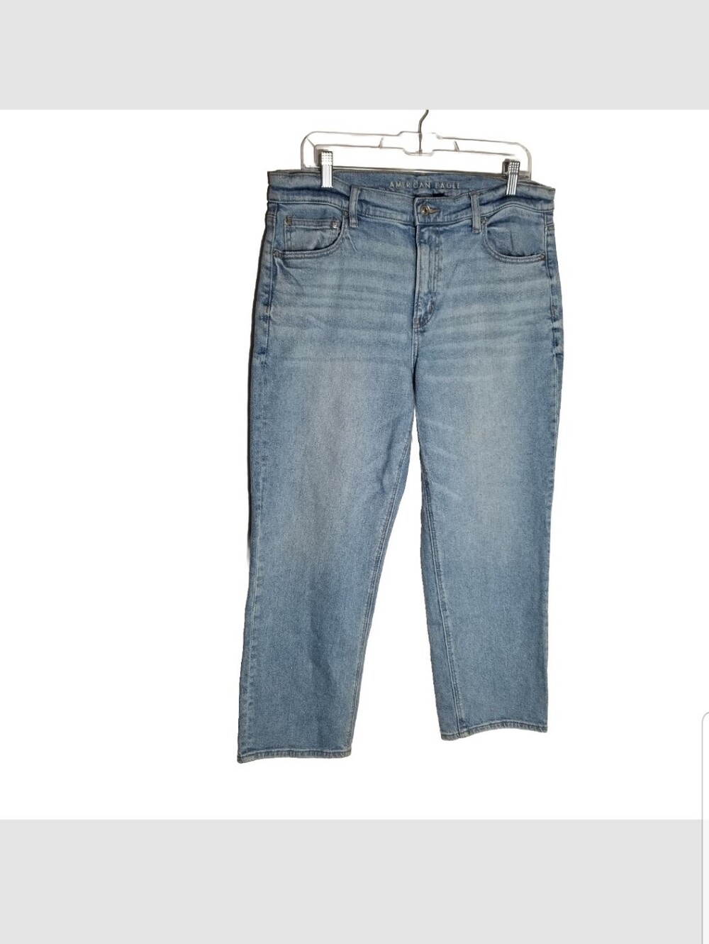 American Eagle Super High Rise Straight Jeans Women's 14 Short Blue Denim 34x26